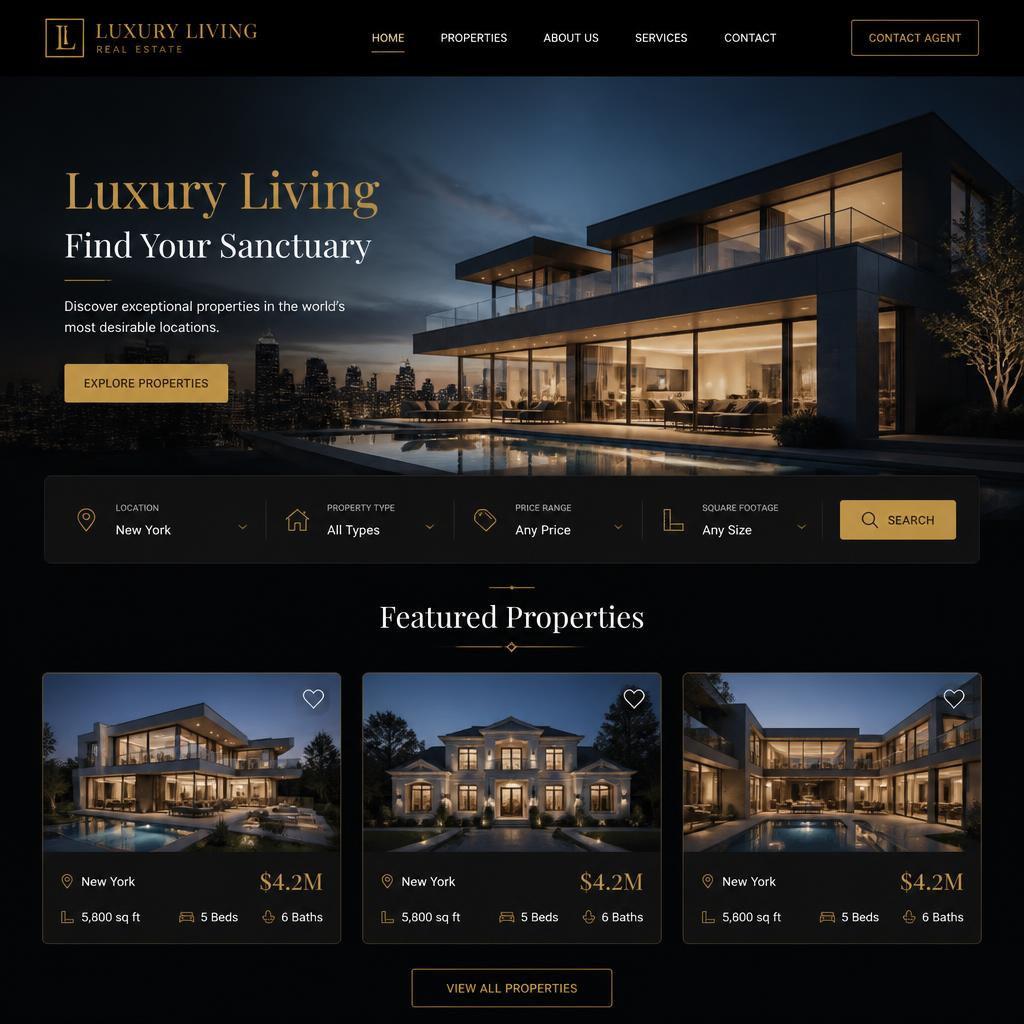 Luxury Real Estate — Real Estate Listing website design